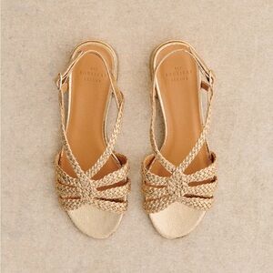 Sezane Elegant Gold Braided Women's Sandals